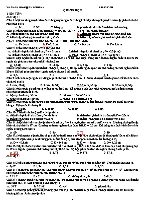 Đề cương ôn tập môn Vật lý Lớp 11 Quang học - Vũ Xuân Tuân